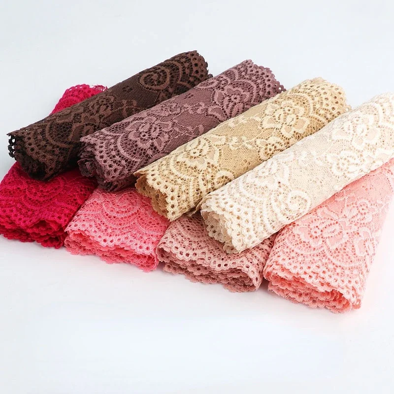 15CM 와이드 탄성 중공 꽃 자수 레이스 리본 블랙 화이트 레이스 DIY 의류 봉제 패브릭 홈 섬유 장식 테이프