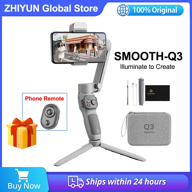 ZHIYUN Smooth Q3Phone gimbal foldable handheld stabilizer for smartphone  with fast delivery free shipping- AliExpress