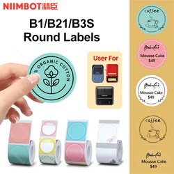 Niimbot Round White Color Label Sticker Paper Rolls for Adhesive Mini Mobile Label Maker B1 B21 Printer Different Size Papers