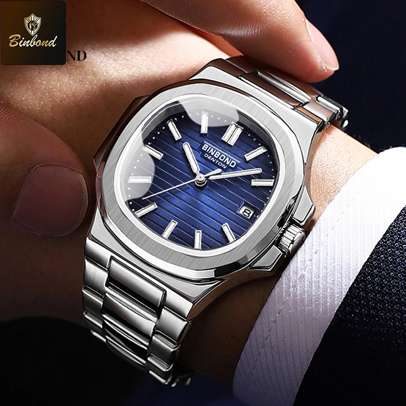 BINBONG B1885 Luxury Business Men Quartz Wristwatch 30M Waterproof Luminous Stainless Strap Men's Watches Relogio Masculino 2