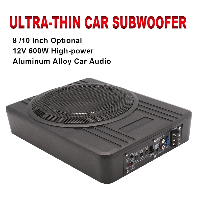 12V 600W High-power 8/10 Inch Car Speaker Under Seat Audio Modification Ultra-thin Automotive Subwoofer Automotive Sound for Car