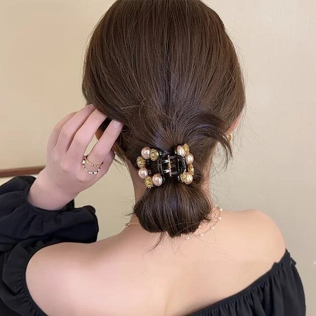 1pc Women’s Low-Profile Hairpin with High-Quality Water-Drop Embellishments, Simple, Curled Hair Accessories. 4
