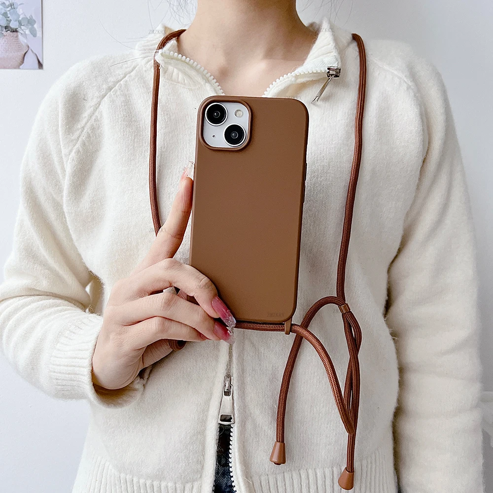 Crossbody Lanyard Liquid Silicone Soft Case with Necklace Strap