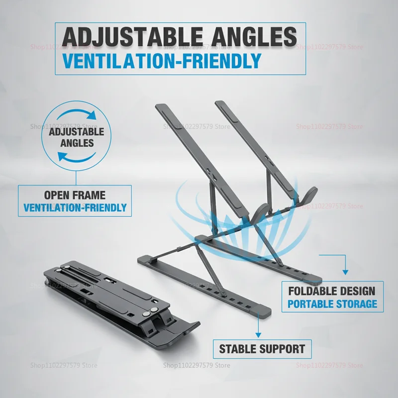 노트북 스탠드 알루미늄 합금 조절 가능 접이식 중공형 공기 냉각 미끄럼 방지 다목적 스탠드 휴대용 야외 사용