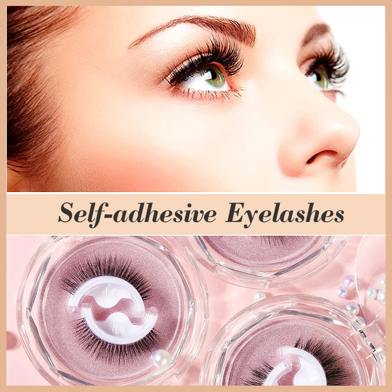 FAIRYTIS 1Pair Self adhesive False Eyelashes Glue Free Reusable Natural