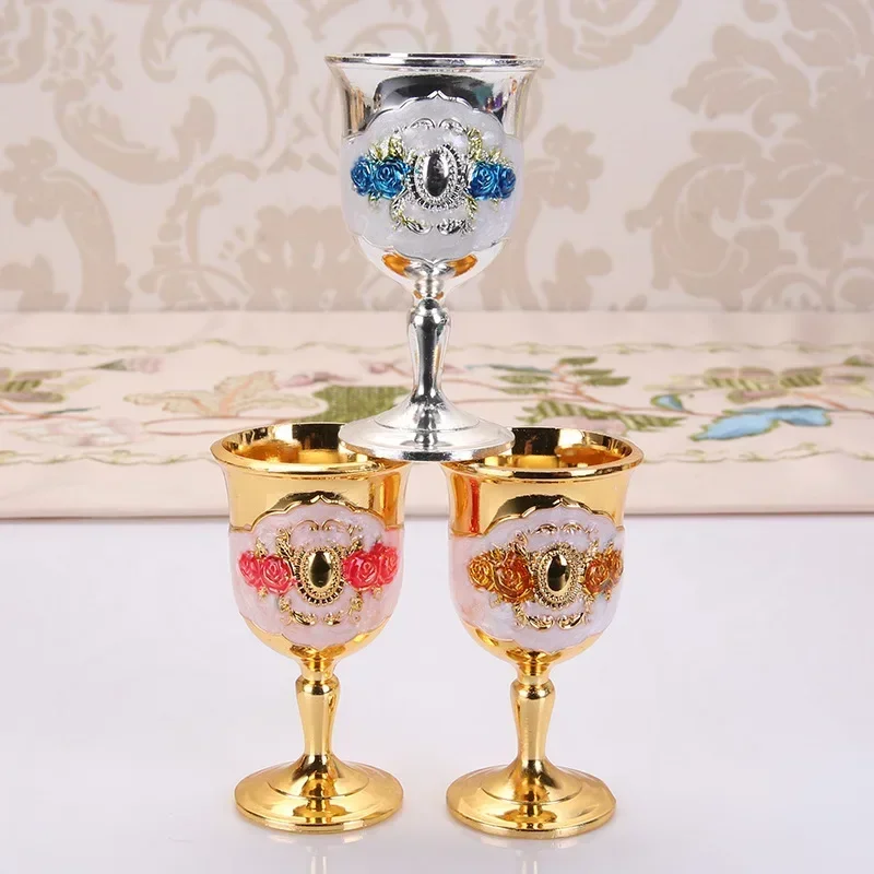 Metal Wine Glasses Retro Wine Cup Goblet Vintage European Style Champagne Cocktail Glasses Bar Home Decor Drinkware