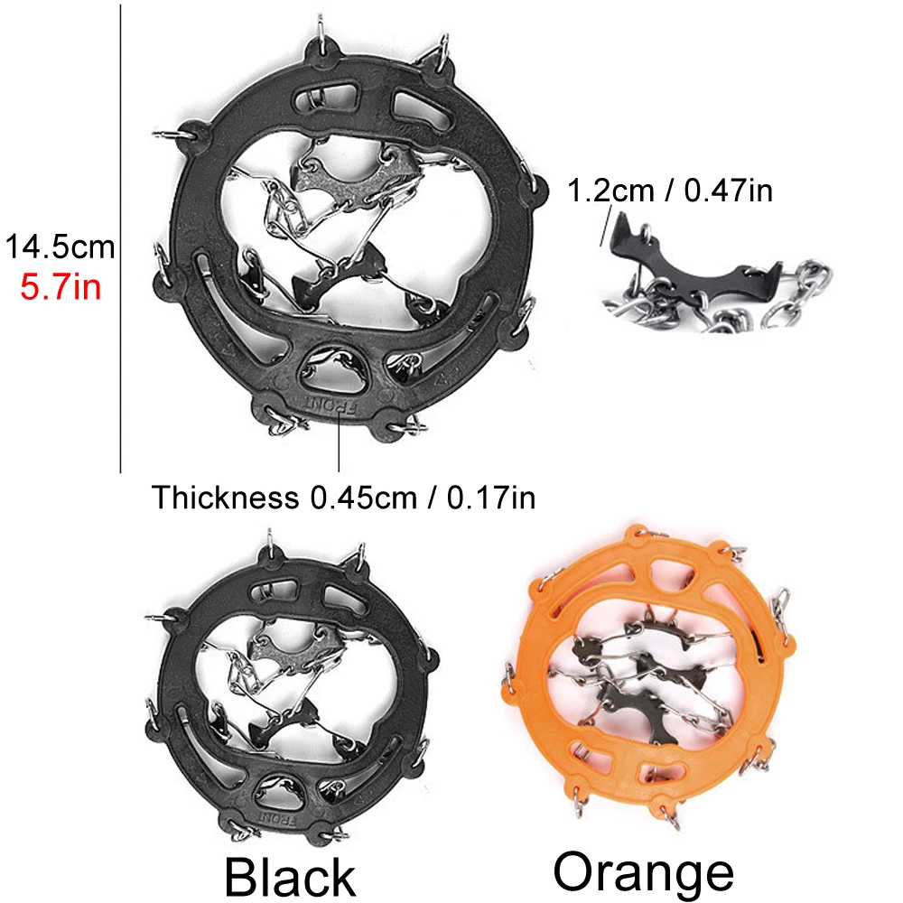 High quality 8-Steel Studs Crampons Snow Grips Cleats for Ice and Snow Anti-Slip Rubber Traction Cleats Hiking Walking Climbing