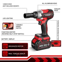 VVOSAI MT-Series 340N.m Electric Impact Wrench 20V Brushless Wrench Socket Li-ion Battery Hand Drill Installation Power Tools 2