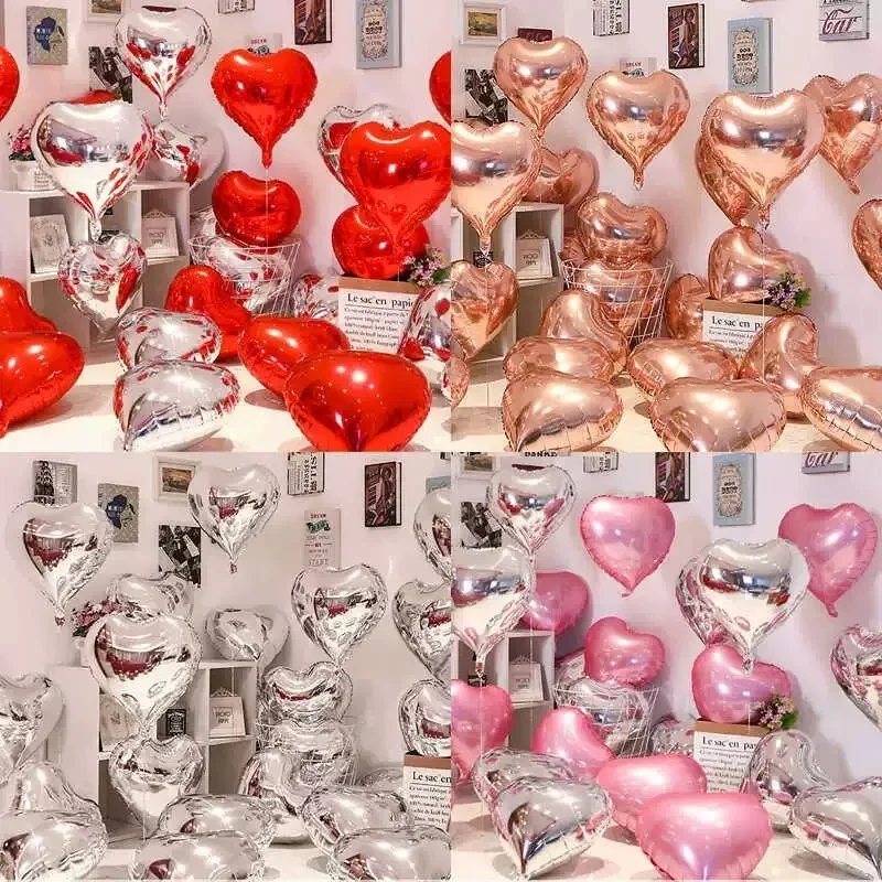 18Inch Red Heart Balloons Inflatable Love Shaped Aluminum Foil Balloon ...