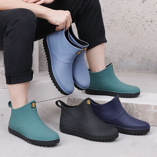 2023 nuovi stivali di gomma alla caviglia uomo scarpe da pioggia coppia  lavoro giardino galosce marito pesca stivali da pioggia scarpe da cucina  impermeabili Botas - AliExpress