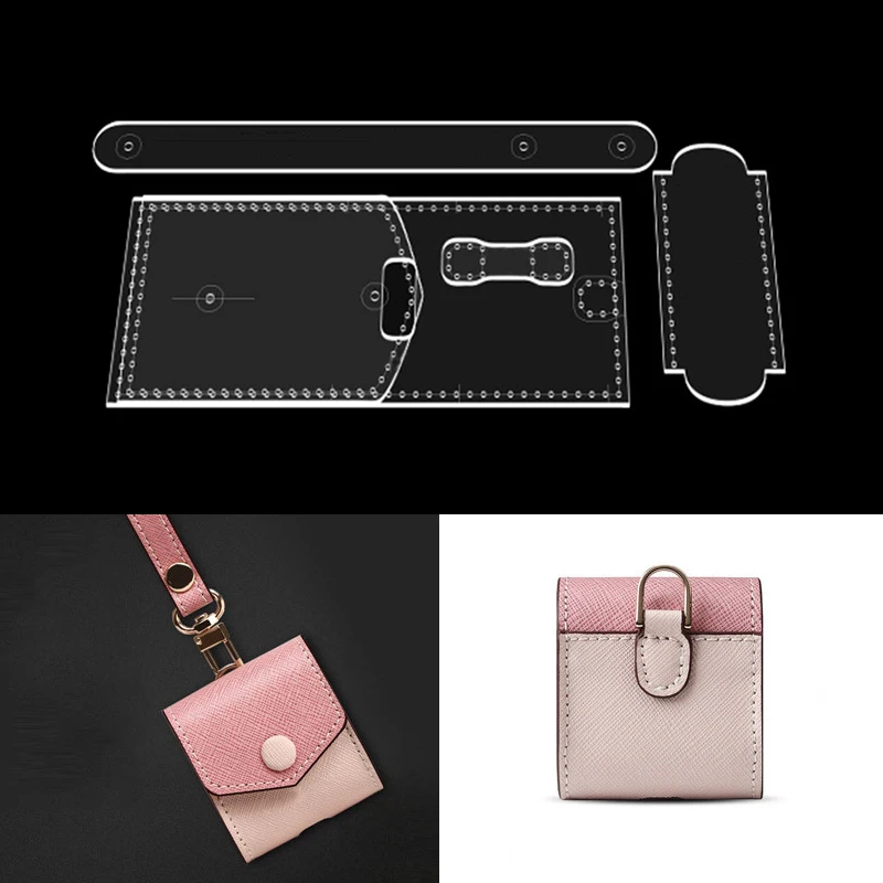 NUBECOM 5PCS Handmade Leather Acrylic Stencils DIY Wallet Making Templates Headphone Organizer Mold Leather Craft Supplies