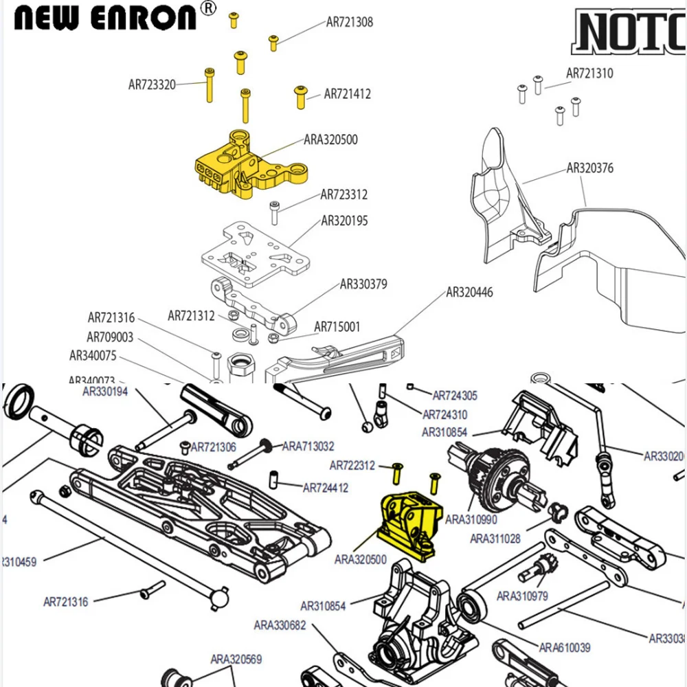 Tutore Telaio In Alluminio Per Arrma Typhon TLR 6s BLX - Anteriore E Posteriore, Argento