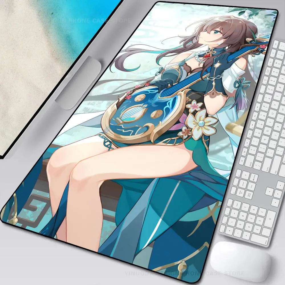 

Anime Honkai Star Rail Ruan Mei Mouse Mat Desk Mat with Pad Gaming Accessories Prime Gaming XXL Keyboard Pad Stitch Padding Mat
