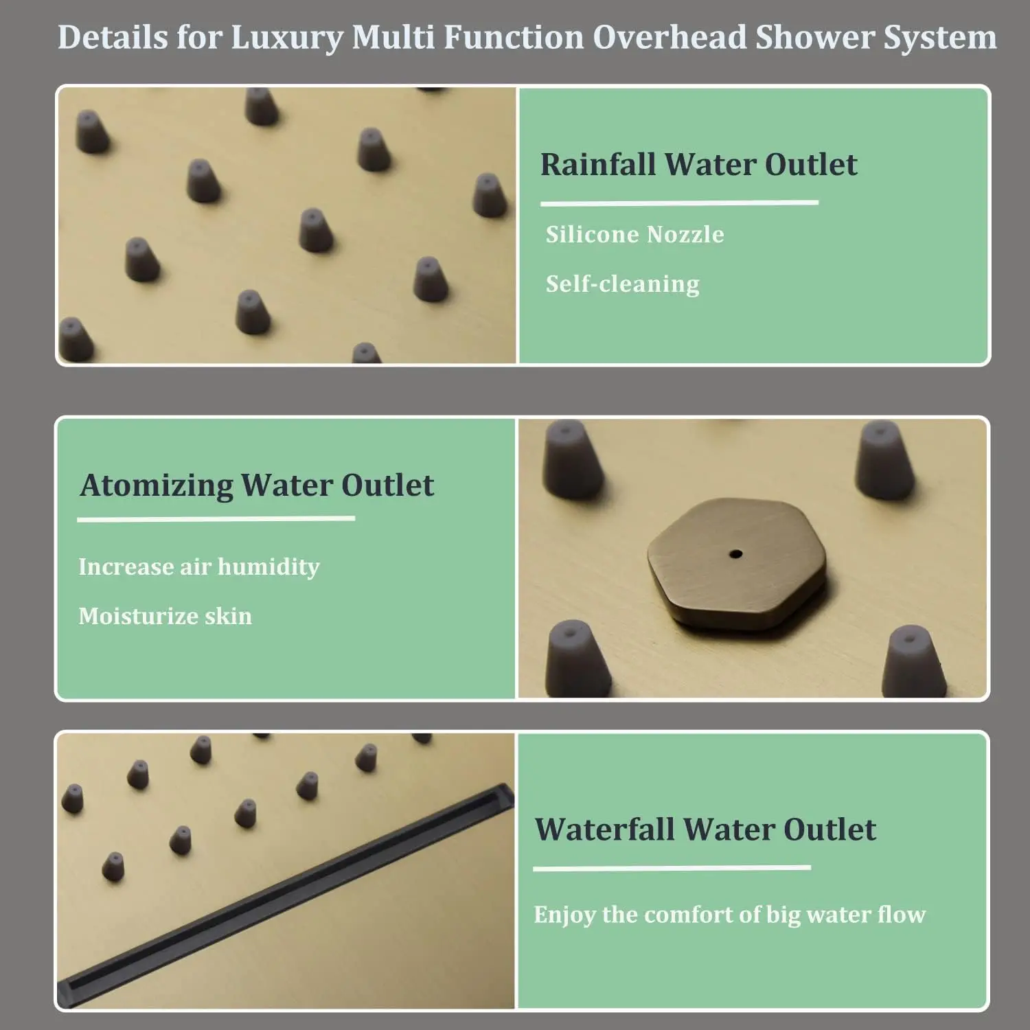 Luxury 16 X 24 Inch Full Body Shower System With Multi Function Rainfall Thermostatic Shower Faucet Set
