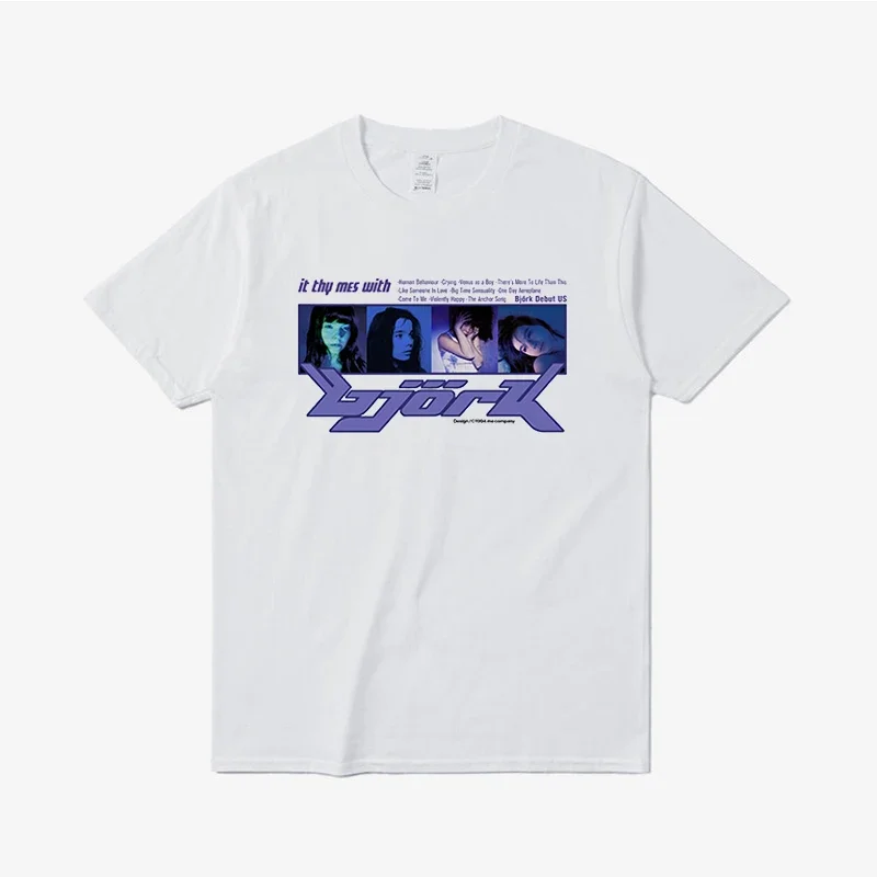 トップス 90s unkown Bjork T Shirt Mens Vintage 90s BJORK Shirt, Blue Color, Cotton T-Shirt, S