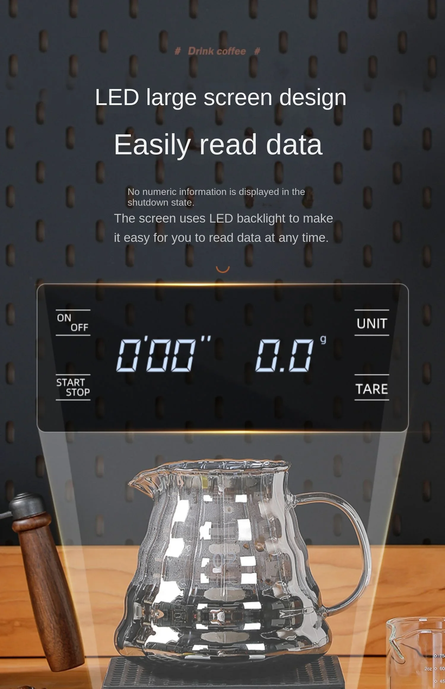 Digital Kitchen Scale - USB Charging Coffee Scale with Timer & LED Display