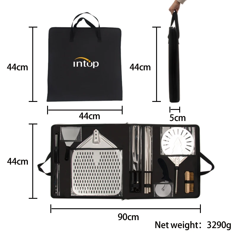 Pizza Accessories Sets Pizza Turning Peel spoon square pizza shovel Tools Set Kit Bag Portable Carry Kit for Outdoor