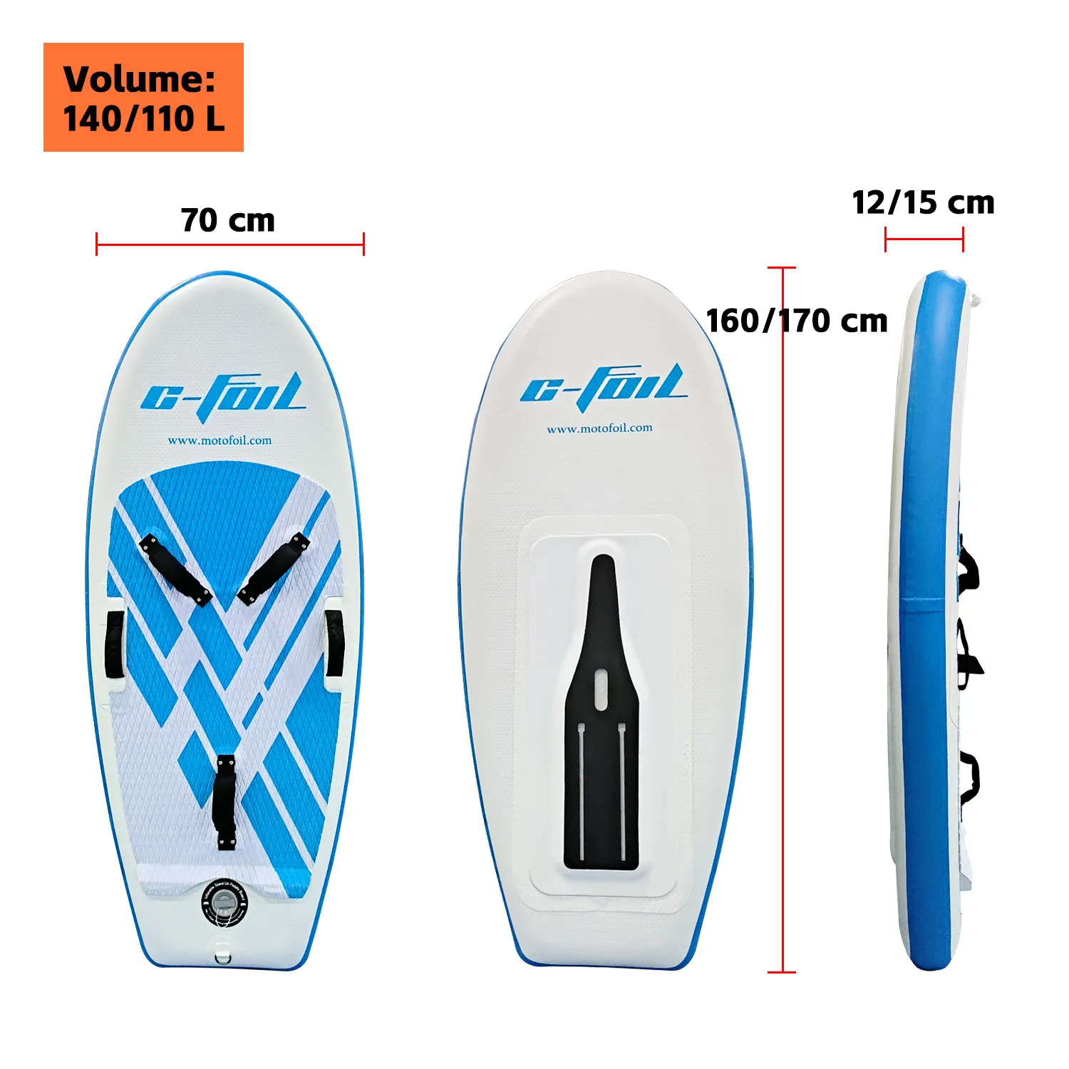 

water sports Reinforced drawing pvc blue white Inflatable plate 110L 140L carbon hydrofoil board sup surfboard surfing