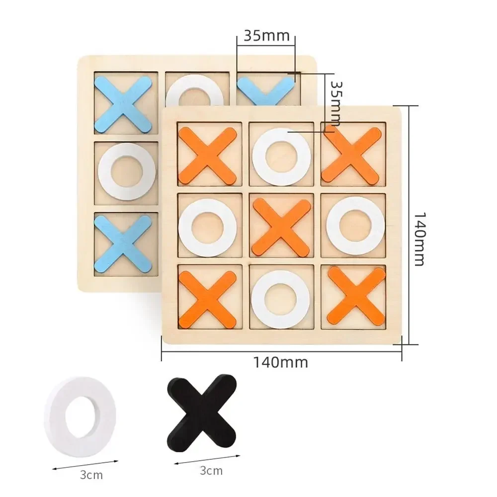 1PC Wooden Board Game Tic Tac Toe 9"x9" Table Toy for Kids Gifts Family Games Desk Decoration Board Game