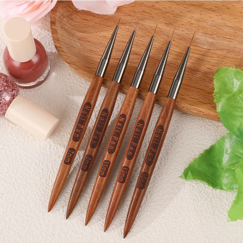 1PC Round Wood Handle Art Liner DIY Painting Brush Drawing Lines Stripe Flower Painting Pen UV Gel Brush Tools 3