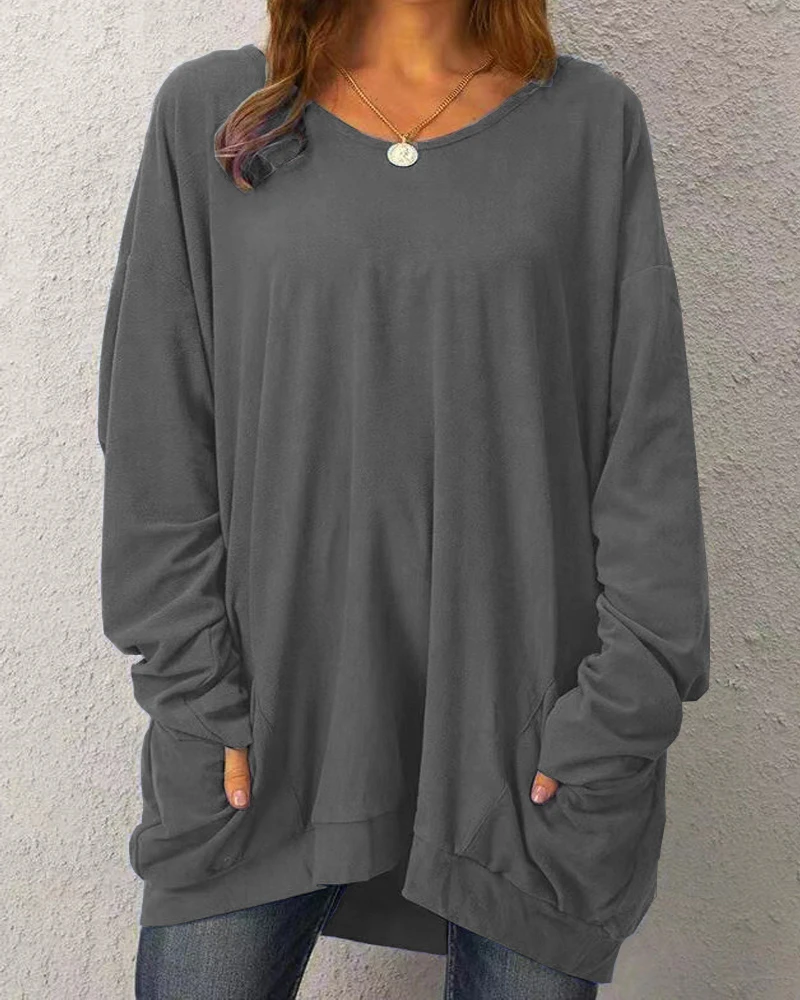 بالإضافة إلى حجم الموضة الأوروبية والأمريكية الجديدة جولة الرقبة قمم عارضة فضفاضة