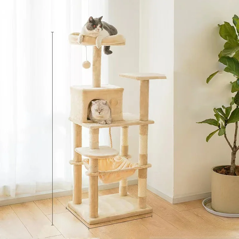 

H133CM Multi-Level Cat Tree Condo Furniture with Sisal-Covered Scratching Posts Cat Tree Plush Condo Spacious Perches for Kitten