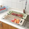 Kitchen Portable Adjustable Dish Drainer Sink Drain Basket Washing Vegetable Fruit Plastic Drying Rack Accessories Supplies 1