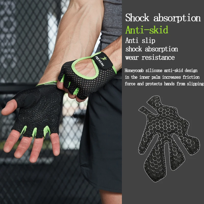 Gym Gloves Fitness Weight Lifting Gloves Body Building Training Sports Gloves Workout Half Finger Hand Protector for Men Women 4
