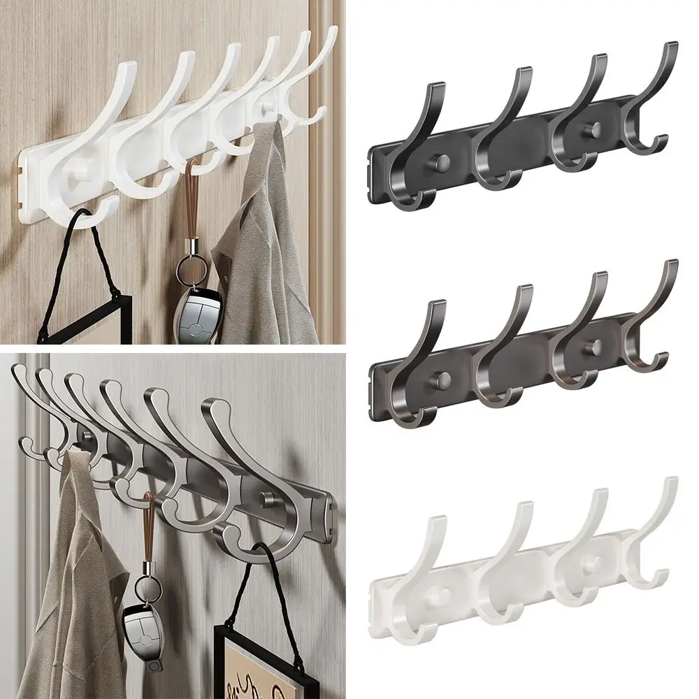 Durable Wall-mounted Hooks Hanger Over-the-door Perforation-free Clothes Holder Space Aluminum Multifunctional Door Rack 1pc