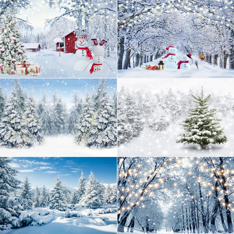 1x Christmas Photography Background Cloth Christmas Tree Snowman Pattern New Year&s Party Photography Props Backgrou