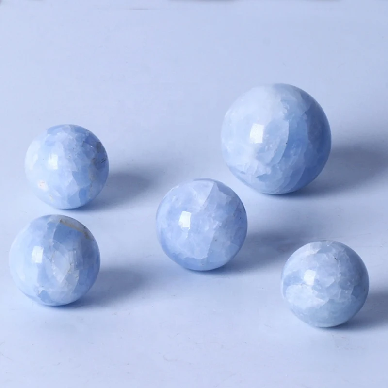 100-800g Natural Blue Celestite Sphere Quartz Crystal Ball Healing 2