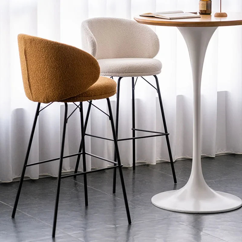 

Ironwork Soft Package Bar Chair Light Luxury Household High Stool Bar Chair Simplicity Backrest Banqueta Bar Furniture BY-108