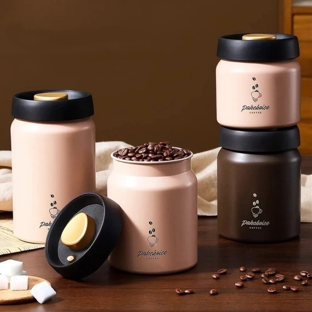 Stainless Steel Vacuum Coffee Container Moisture-Proof Thickened Food Storage Jar Keep Fresh Rust-proof Coffee Bean Storage Home