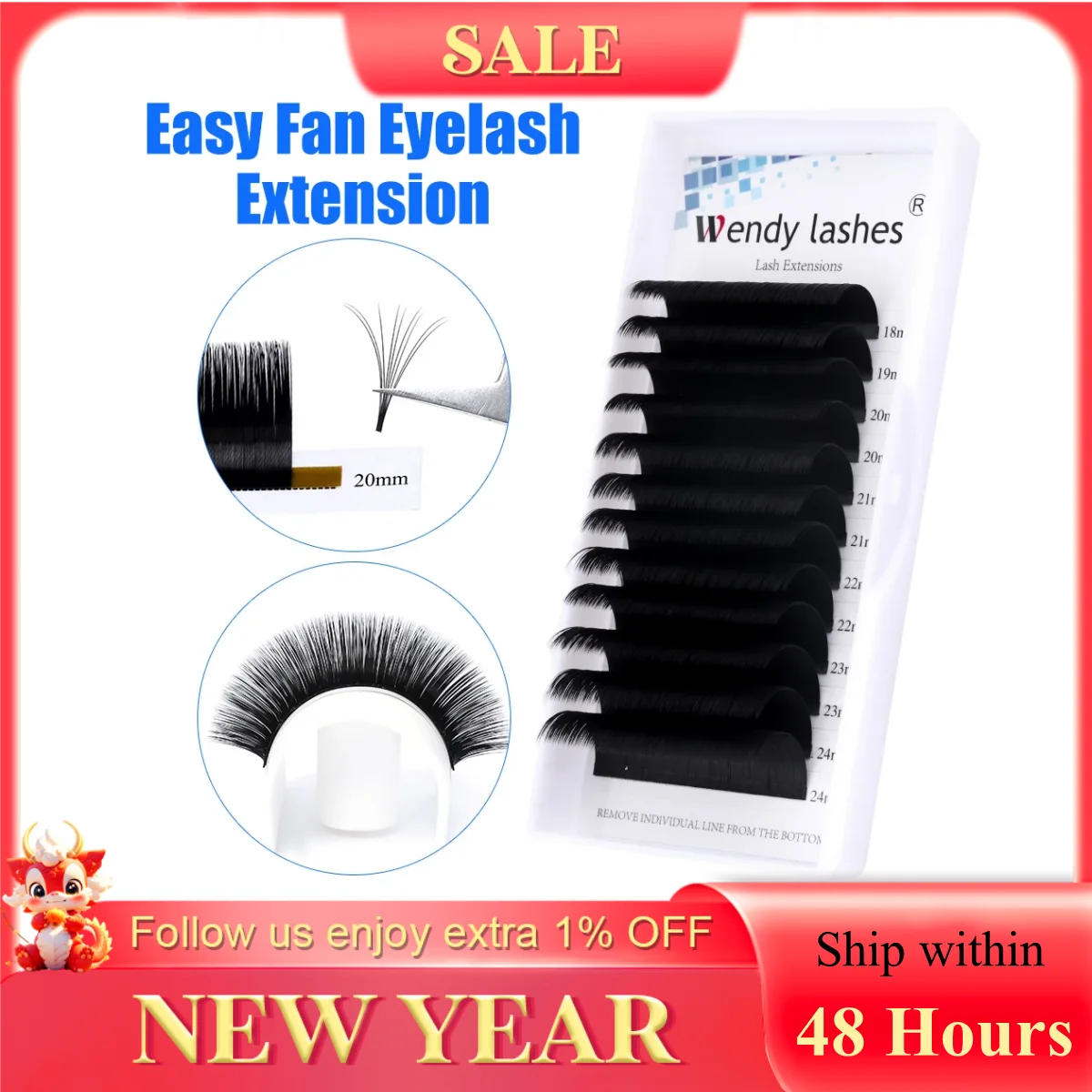 Wendy Lashes Easy Fan Lashes Premade Volume Fans Extension Ciglia Fast Blooming Fans Ciglia Di Visone Estensione Ciglia Di Seta Naturale