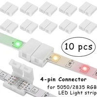 10ชิ้น4-PIN 10มม. L รูปร่างเชื่อมต่อแถบไฟ LED บัดกรีสำหรับ5050/3528 RGB Strip PCB ไม่มีการบัดกรีเชื่อมต่อมุม 1