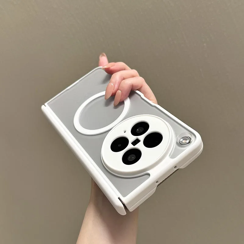 Matte Transparent Magnetic Wireless Charging Case with Hinge Protection