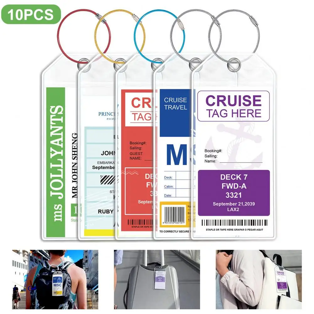 Luggage Tag Holder Waterproof Cruise Luggage Tag Set with Zip Seal Holder 10 Pcs Reusable Carnival Essentials for Document 4