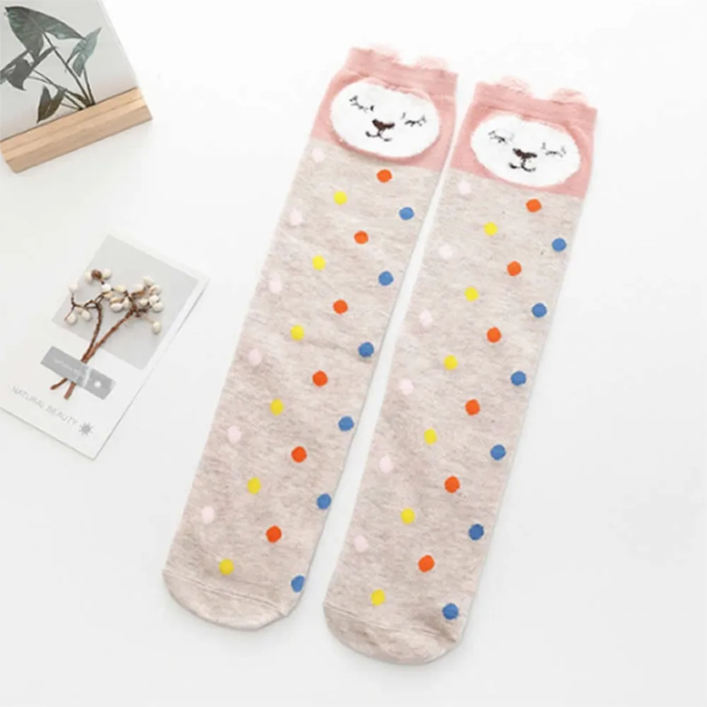 girl socks cartoon owl dog print children heaps socks half cylinder boy knee-high kids knee above cotton sock kids socks