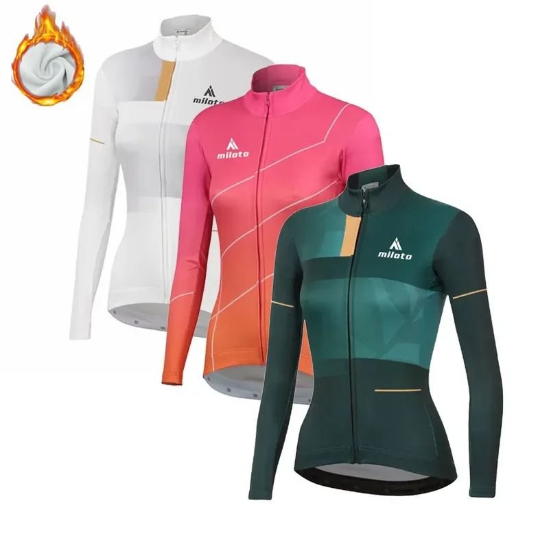 Women Cycling Thermal Fleece Clothing Sets Jersey Jackets