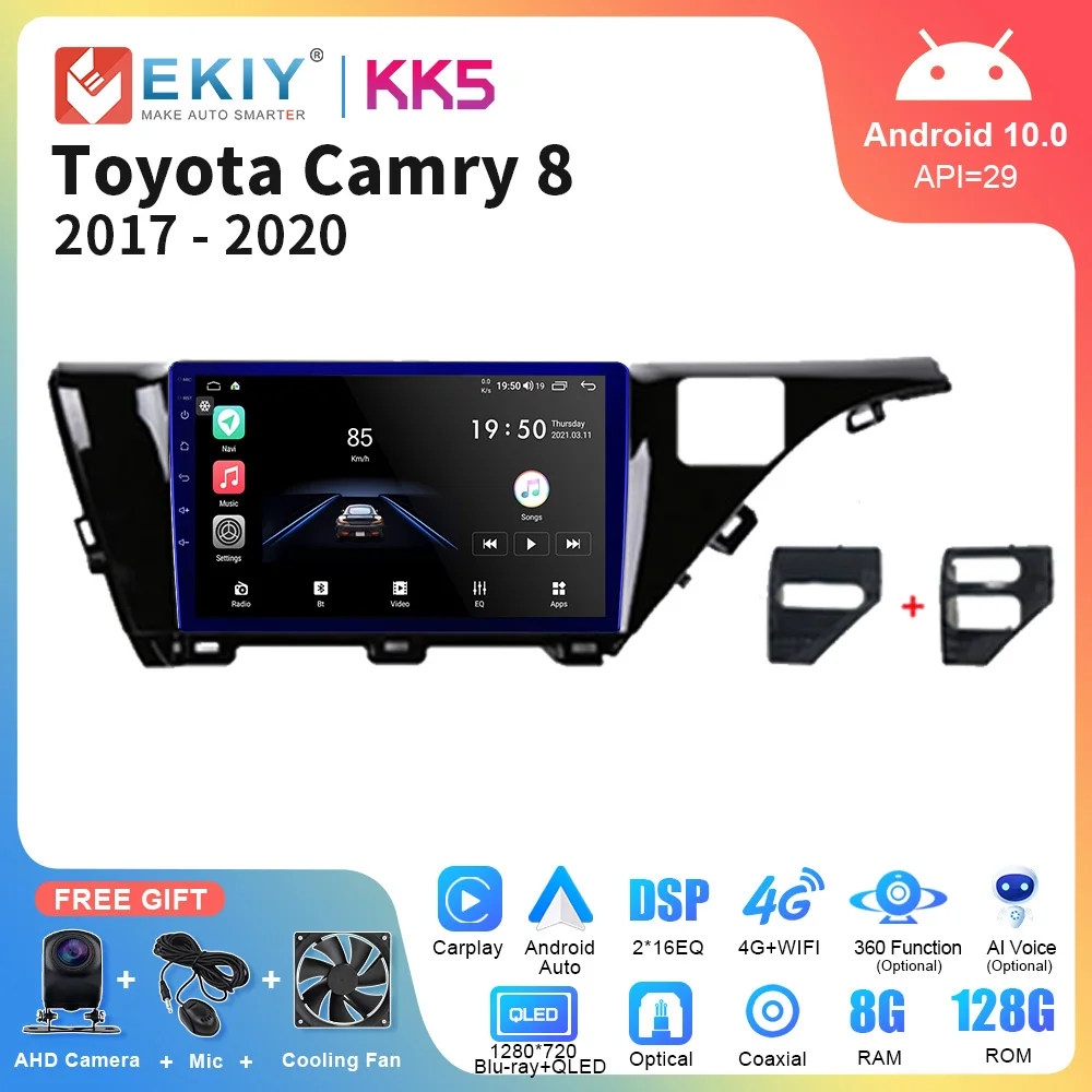 

EKIY KK5 Android 10 Car Radio For Toyota Camry 8 XV 70 2017 - 2020 Stereo Carplay Autoradio GPS Navigation DSP 2 Din Head Unit