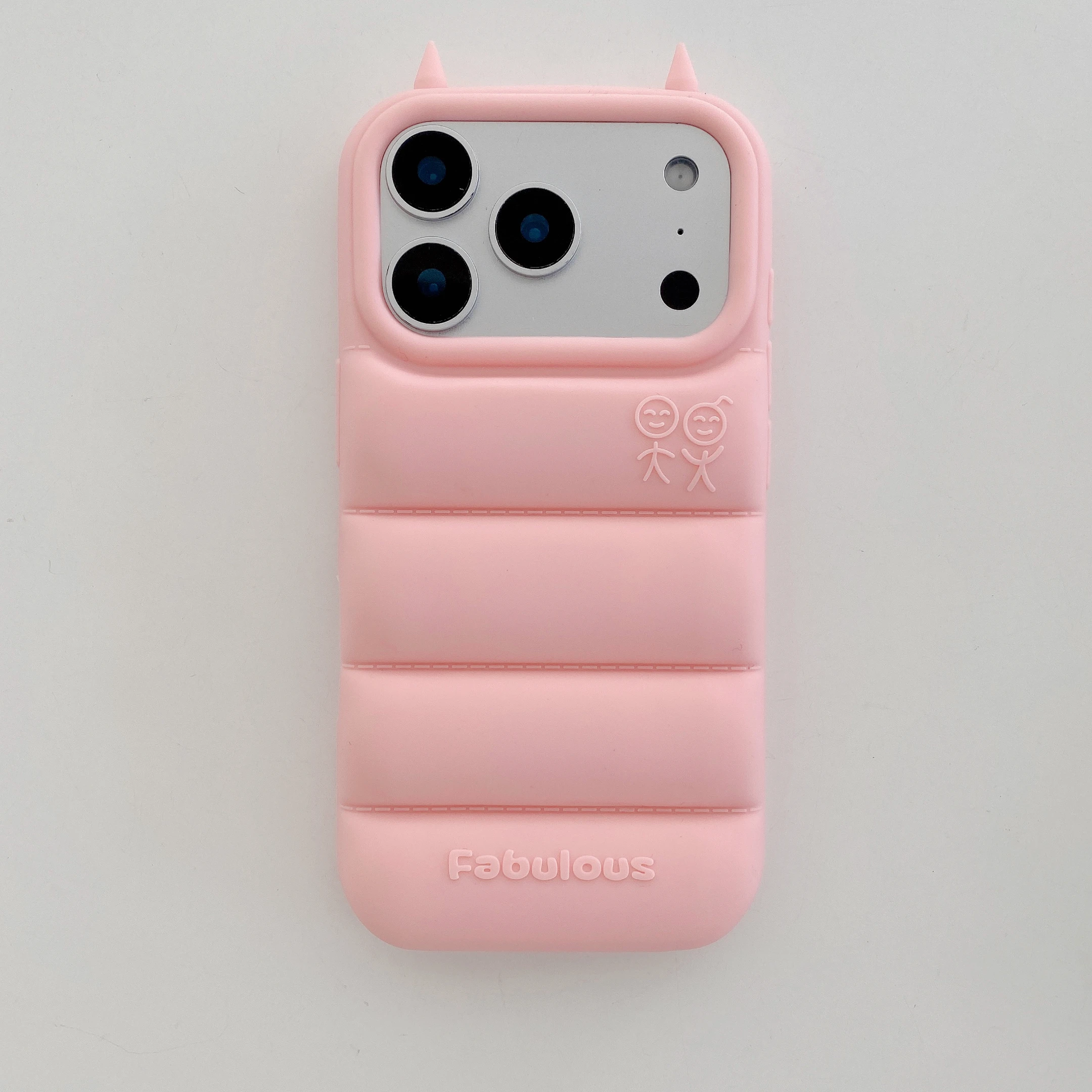 Liquid Silicone Shockproof 3D Devil Horns Phone Case with Soft Protective Back Cover