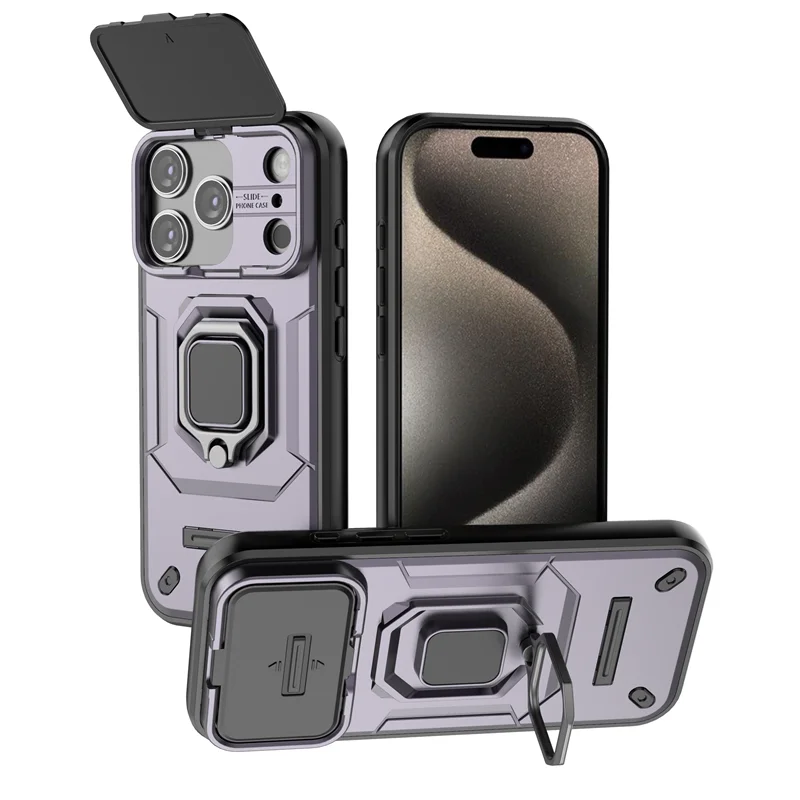 Armor Protective Case with Slide Camera Cover and Ring Holder