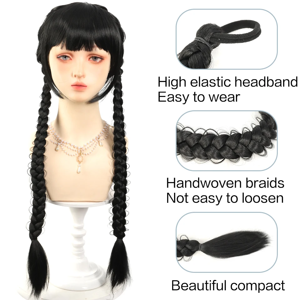 LUPU Synthetic Braided Long Ponytail Extensions With Elastic Band Blonde Braids Hair Accessories For Women Girls Party Daily Use