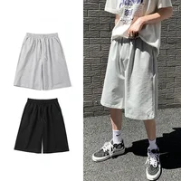 Summer New Y2K Solid Color Cotton Loose Men's Sports Pants Shorts Street Wear Simple Drawstring Straight Casual Shorts Male 1