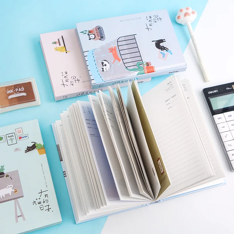 Korean Cute Cat Family Schedule Personal Planner Organizer Small Fresh Notebook Agenda Plan A5 Most Suitable for Students' Gifts