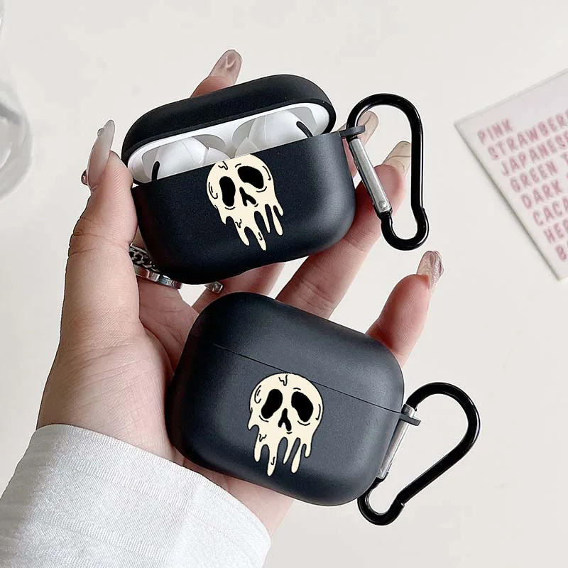 Wireless Headset Protective Case for Airpods with White Skull Pattern