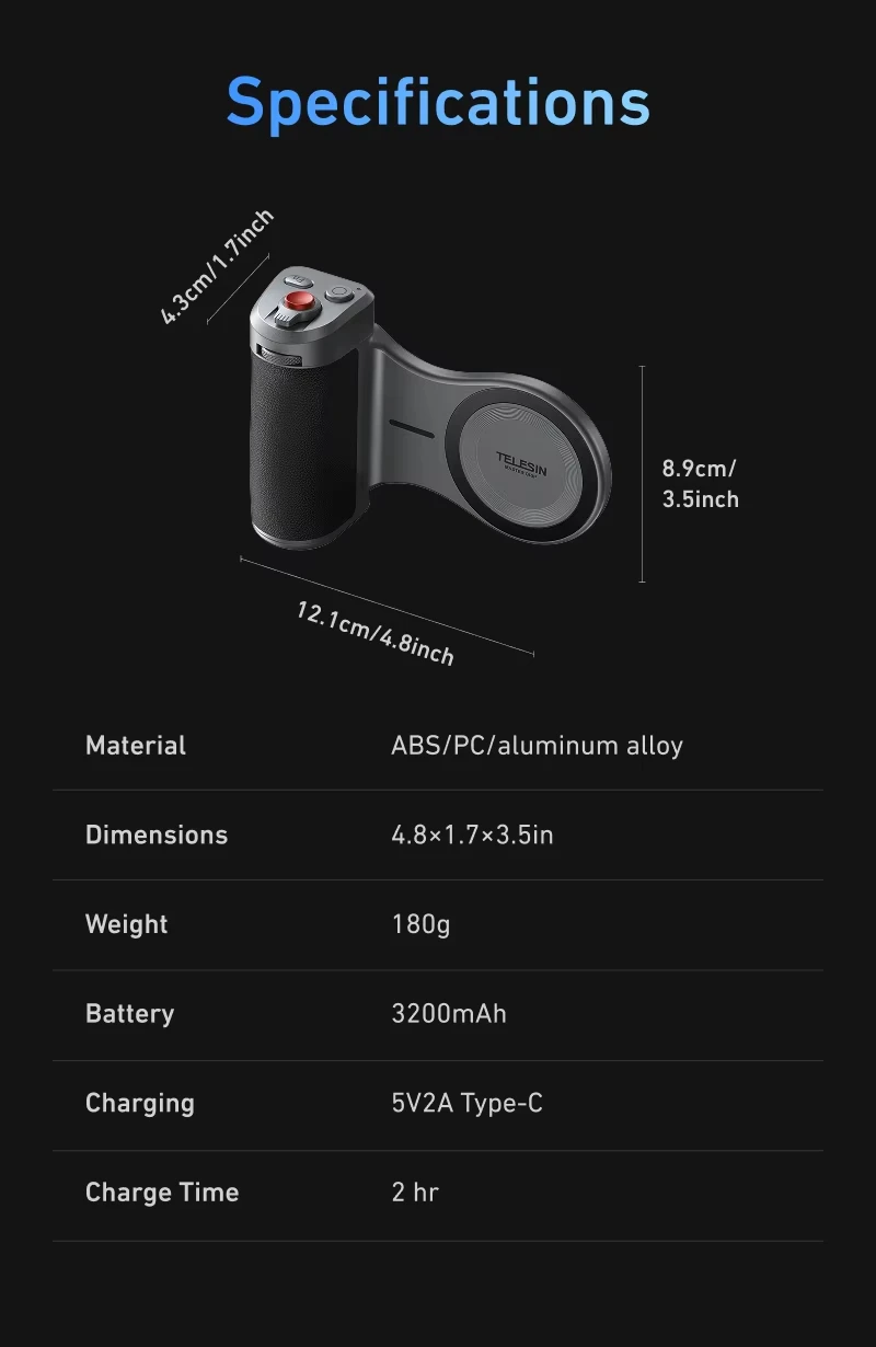 TELESIN Master Grip Kit für iPhone 17 Pro/Max Magnethülle 