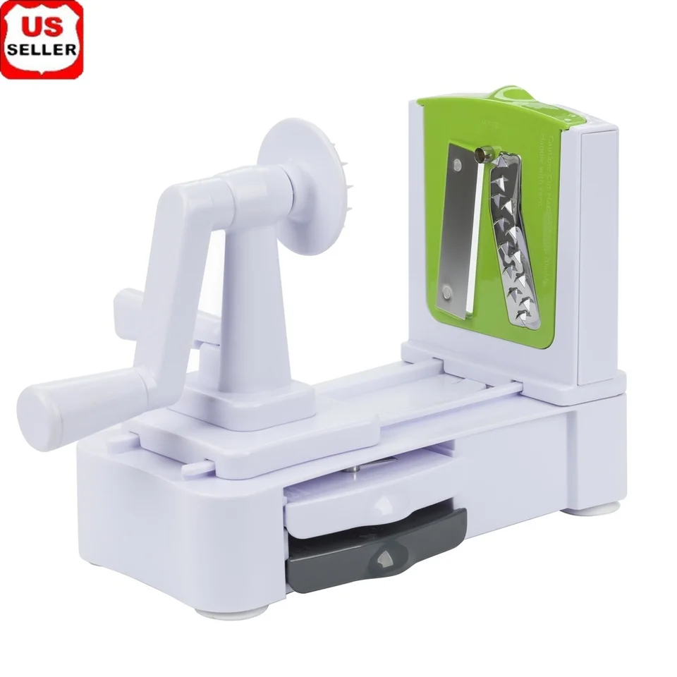 Deluxe Spiral Vegetable Cutter with Stainless Steel Blades