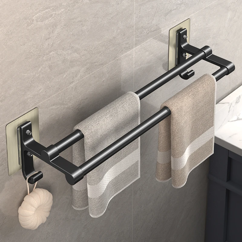 Non-drilling Towel Rack Double Layer Self Adhesive Bathroom