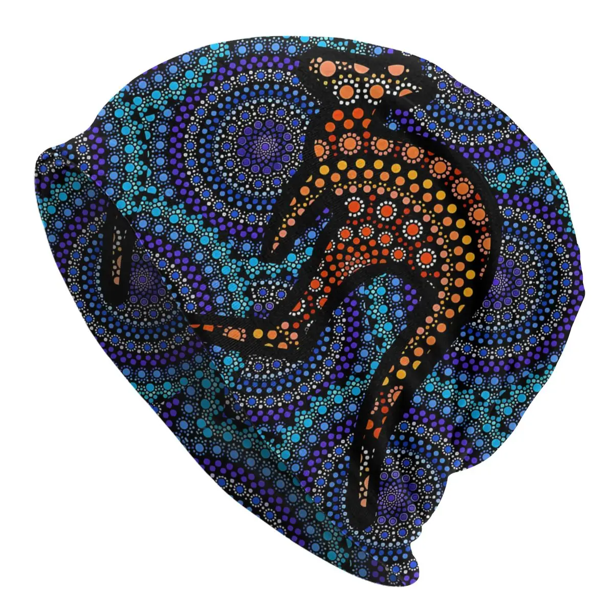 

Australian Aboriginal Art Skullies Beanies Caps Blue Kangaroo Day Thin Hat Autumn Spring Bonnet Hats Men Women's Hip Hop Ski Cap